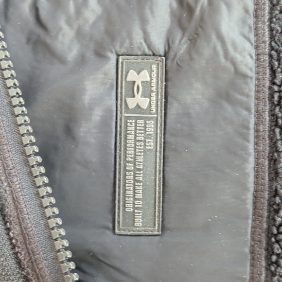 Under Armour Loose Mission Sherpa Fleece Full Zip Vert LARGE Black Zip Pockets - Picture 3 of 16